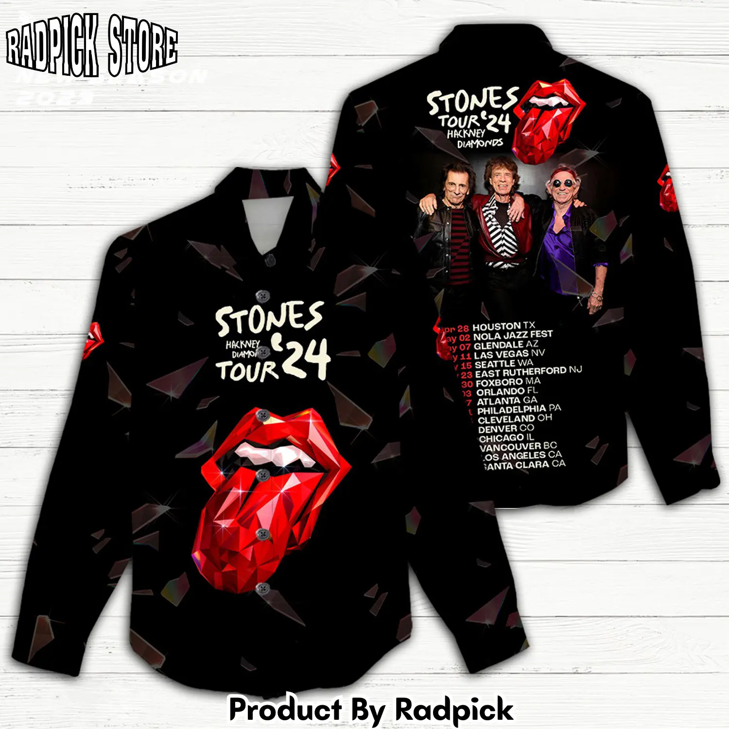 Radpick the rolling stones 3d linen shirt rp66261